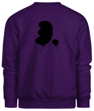 Load image into Gallery viewer, 50% cotton 50% polyester purple crewneck sweatshirt with graphic balloon design, back
