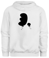 Load image into Gallery viewer, 50% cotton 50% polyester white hoodie sweatshirt with graphic balloon design, back
