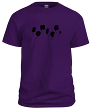 Load image into Gallery viewer, 100% cotton purple tee with graphic balloon design, front
