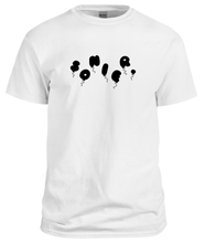 Load image into Gallery viewer, 100% cotton white tee with graphic balloon design, front
