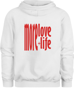 50% cotton 50% polyester white hoodie sweatshirt with graphic design, back