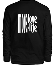 Load image into Gallery viewer, 100% cotton black long sleeve tee with graphic design, back
